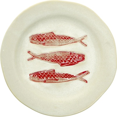 MADAM STOLTZ Kameninový tanier Red Fish 21 cm