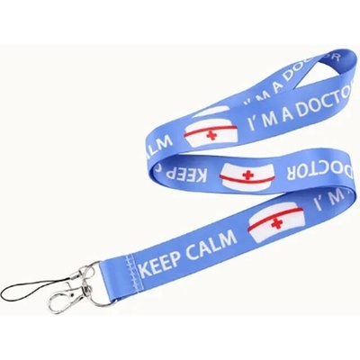 Šňůrka na krk Lanyard Buďte v klidu jsem lékař