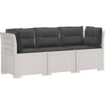 vidaXL Пейка за градина с Cushions във вид на ратан ПП Бяло (3443843)