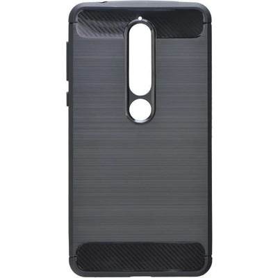 Forcell Противоударен Силиконов Калъф за Nokia 6.1, Forcell Carbon Case, Черен (5901737899675)