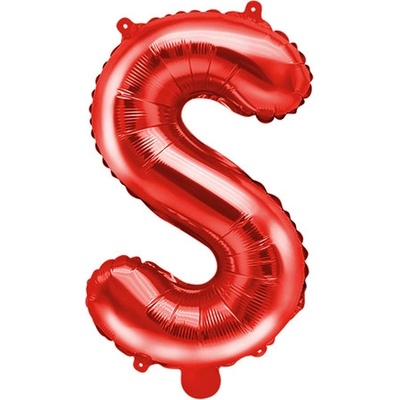 PartyDeco Fóliový balón Mini Písmeno S 35 cm červený