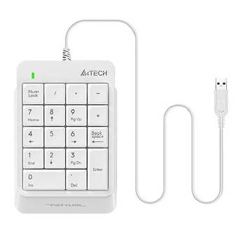 A4Tech Клавиатура A4tech FK13P, цифрова, 19 нископрофилни клавиша, бяла, USB