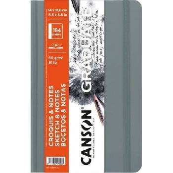 Canson Book Hardbound Graduate Sketch & Notes Скицник 21, 6 x 14 cm 90 g Light Grey (C31200L044)