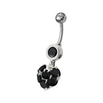 Šperky4U stříbrný piercing do pupíku černé zirkony BP01057-K