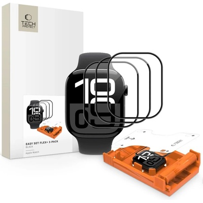 Tech-Protect Easy Set Flex+ закалено защитно стъкло комплект от 3 за Apple Watch 4 / 5 / 6 / SE 1 / 2 / 3 (40 mm) черно (5906302336128)