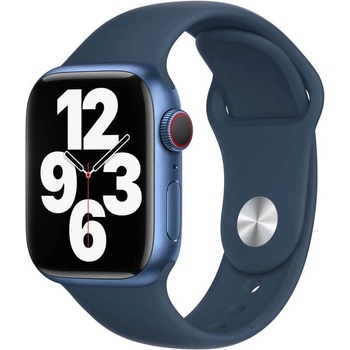 Apple Оригинална силиконова каишка за Apple Watch 38мм, 40мм, 41мм (син) - Apple Watch Sport Band Abyss Blue (reconditioned) (MKUE3ZM/A)