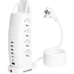 LAVAR РАЗКЛОНИТЕЛ 8 ГНЕЗДА dubai С usb&type-c 2м КАБЕЛ (5332)