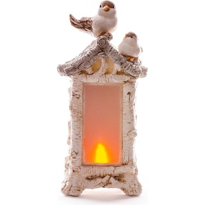 MagicHome Dekorace Vánoce Ptáci na krbu 12 LED 3xAAA keramika 21x15x44 cm ST8090691