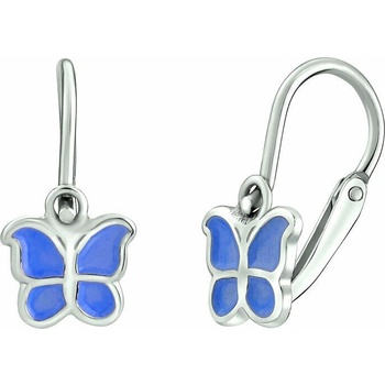 Silvego Strieborné detské náušnice Motýľ - svetlo modrý SILVEGOB70273-sm