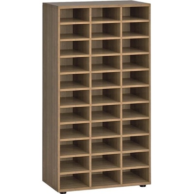 PRIMO Třídící regál WOOD, 800 x 420 x 1434 mm, 36 přihrádek, ořech