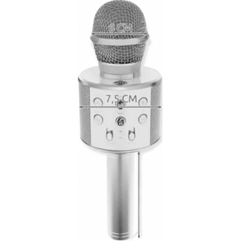 Bezdrôtový karaoke mikrofón s reproduktorom strieborný