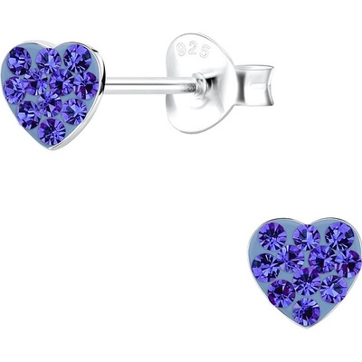 Luminosa stříbrné náušnice KRIŠTÁLOVĚ SRDÍČKO TANZANIT SE-P-025