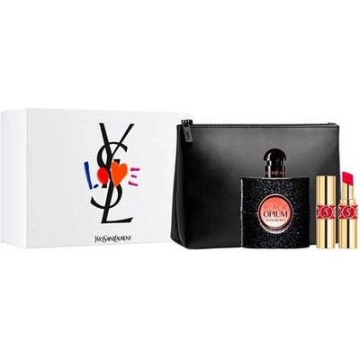 Yves Saint Laurent Black Opium EDP 50 ml + rtěnka Rouge Volupte Shine No.101 3,2 g + kosmetická taška dárková sada