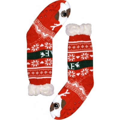 Christmas dog vysoké ponožky s kožúškom detské červená