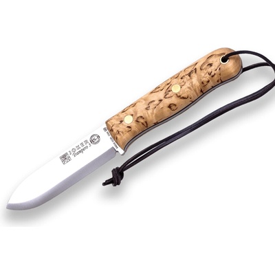Joker Curly Birch Handle Trampero Scandi Survival And Bushcraft Knife W/ Firesteel