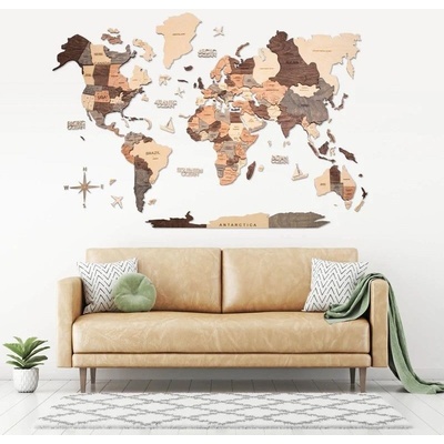 Enjoy the Wood 3D nástěnná dřevěná mapa World Map Smokey Prime XL