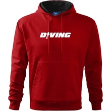 Diving nápis potápač Mikina pánska Cape s kapucňou Červená