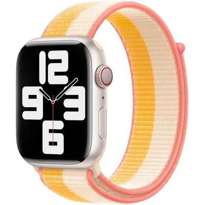 Apple Оригинална текстилна каишка за Apple Watch 42мм, 44мм, 45мм, 46мм, Ultra, Ultra 2 49мм - Apple Nectarine Peony Sport Loop (жълт-бял) (ml2y3zm/a)