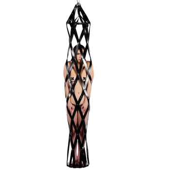 Image 1 of Master Series Hanging Leather Strap Cage Black