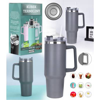 MagiCook Termohrnek s brčkem style USa 1,2 l tmavá šedá