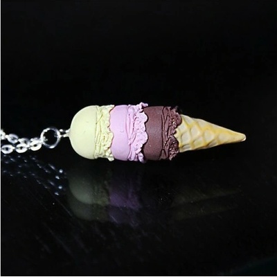 Prosperk Řetízek s přívěskem fimo zmrzlina tři kopečky S4306