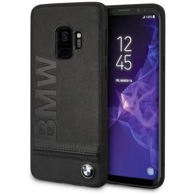 BMW Луксозен Кожен Калъф за Samsung S9, BMW Leather Case, Черен (BMHCS9LLSB)
