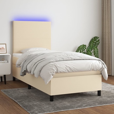 vidaXL 11461.3134690 Boxspring postel s matrací a LED krémová textil