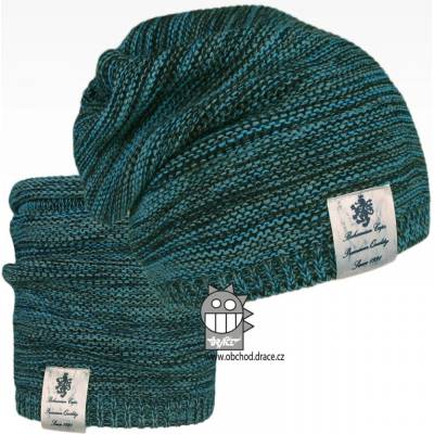 Dráče Čepice pletená a nákrčník Colors set 30 tyrkysová melír