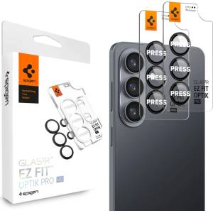 Spigen 2 комплекта предпазни стъклени лещи за камерата на Samsung Galaxy S26 Plus - Spigen Glass tR EZ Fit Optik Pro Lens Protector 2 Pack (черен) (AGL11088)