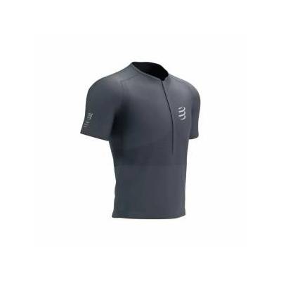 Унисекс тениска с къс ръкав Compressport Trail Half-Zip Fitted SS Сив Размер M