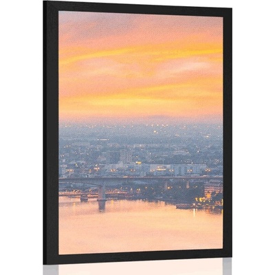 Plakát západ slunce ve městě Bangkok - 40x60 black