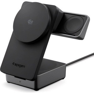 Spigen iPhone 12 SPIGEN ESSENTIAL EF323MQ Настолно зарядно 3в1 25W, зарядно за Apple Watch, ЧЕРНО ACH10398 (ACH10398)