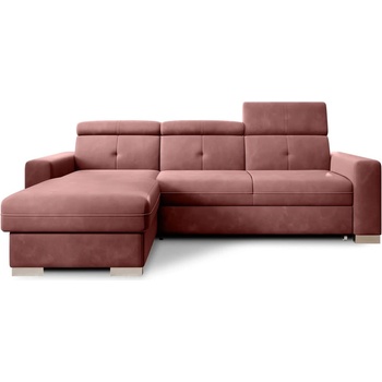 Eltap Розов кадифен разтегателен ъглов диван с място за съхранение (ляв ъгъл) Fresia - ELTAP (CO-FR-LT-24LU)