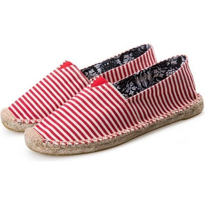 Stripes espadrilky textilní boty červeno bílá
