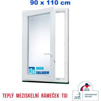 Erkado Plastové okno otevíravé i sklopné levé 900 x 1100 mm Bílé / Antracit