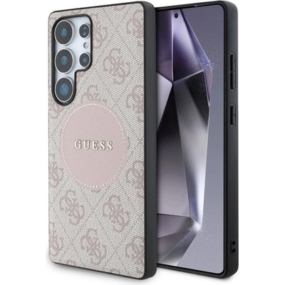 CG Mobile Samsung S25 Ultra GUESS 4G ROUND PATCH CLASSIC LOGO силиконов протектор за телефон, устойчив на удар, MagSafe, розов цвят GUHMS25LP4PGRSGP (GUHMS25LP4PGRSGP)