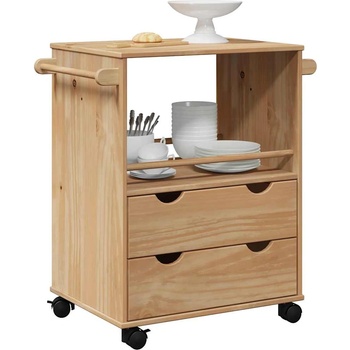 vidaXL Кухненска количка OTTA 59x45x80 см борово дърво масив (4013465)