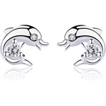 Silenti Jewelry Сребърни обеци "Делфин" - Кубичен цирконий