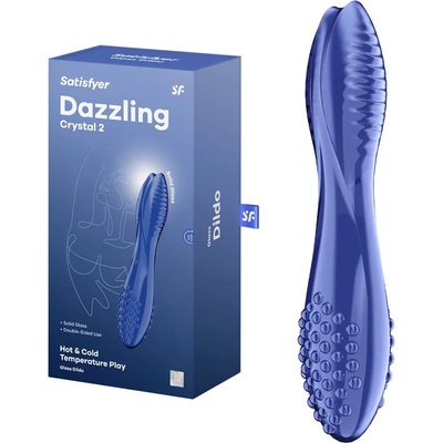 Стъклено дилдо с два различни края, 20см. - Dazzling Crystal 2 Blue (SATISFY560)