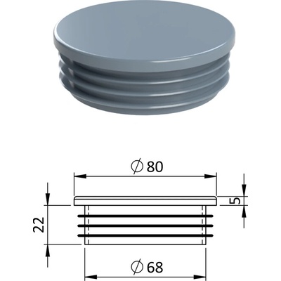 Vnitřní krytka kulatá ø 80 mm, plastová, šedá