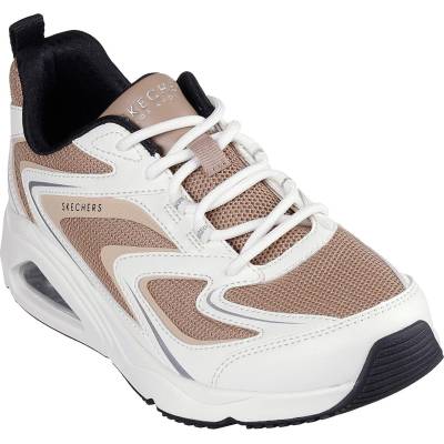 Skechers Дамски маратонки Skechers Mesh W Duraleather Overlay Lace Up Court Trainers Womens - White/Tan