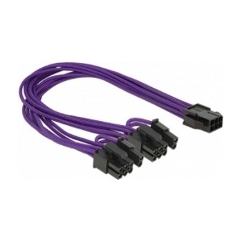 Delock napájecí kabel PCI Express 6 pin samice > 2 x 8 pin samec textilní stínění fialové