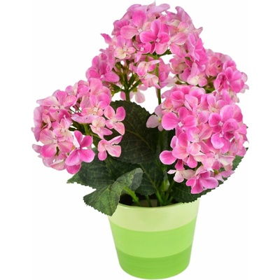 DOMMIO Hortenzie růžová 5 květů v keramickém květináči 33 × 27 cm
