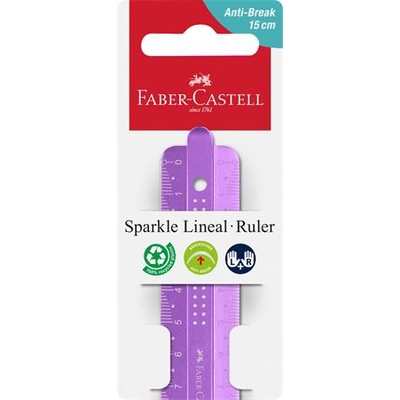 Faber-Castell Линеал, пластмасов, нечуплив, 15 см, FABER-CASTELL "Sparkle", смесени цветове 172015 (172015)