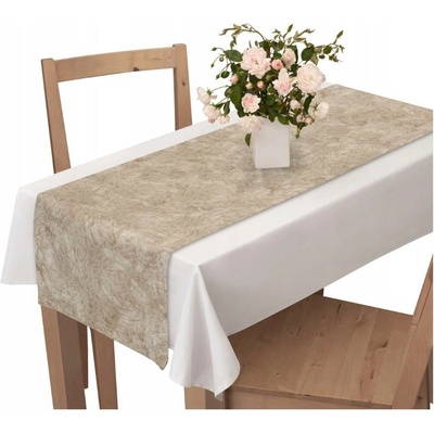 Béžový běhoun Voppi polyester hladký 200x40 cm