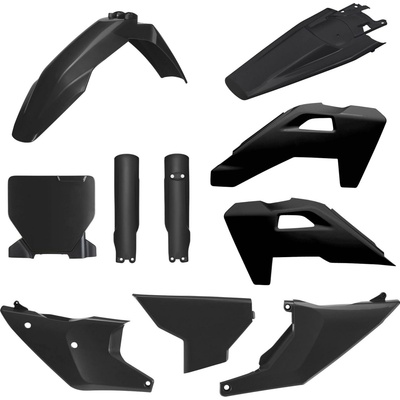 POLISPORT kompletní sada plastů (FULL KIT) HUSQVARNA TC/FC/TX/FX 25-26 v sadě kryt světla (8671700002) a kryty tlumičů (8352500002) barva černá