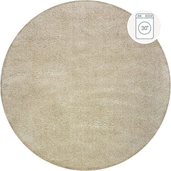 Flair Rugs Бежов кръгъл килим от рециклирани влакна подходящ за пране 133x133 cm Fluffy - Flair Rugs (503119374874)
