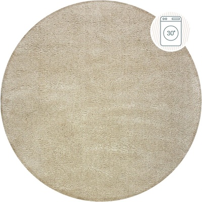 Flair Rugs Бежов кръгъл килим от рециклирани влакна подходящ за пране 133x133 cm Fluffy - Flair Rugs (503119374874)