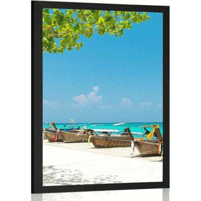 Plakát bílá písečná pláž na ostrově Bamboo - 20x30 black