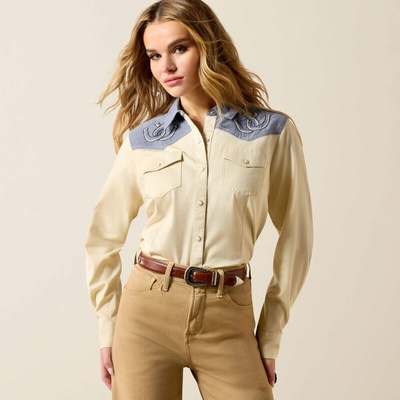 Košile Ariat WMS Horseshoe Western 2026 summer sand/chambray